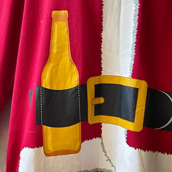 Ugly Christmas Fleece Santa Yourself with Ready Beer Sweatshirt Size L NWOT - Picture 4 of 6